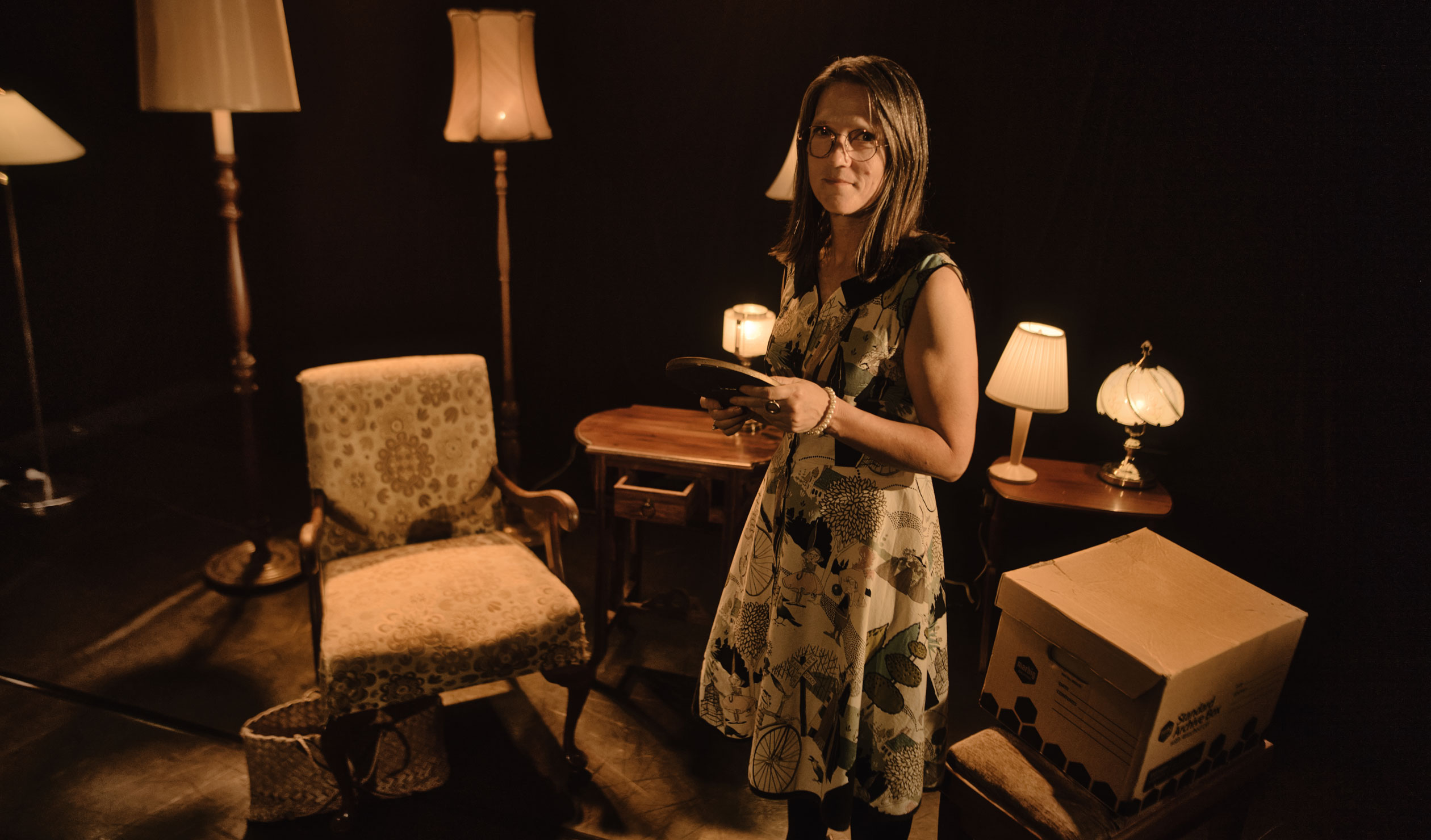 Tracy Crisp in 'The Forgettory', one of the three works that make up 'You Can't Hide in the Desert'. Photo: Frank Lynch