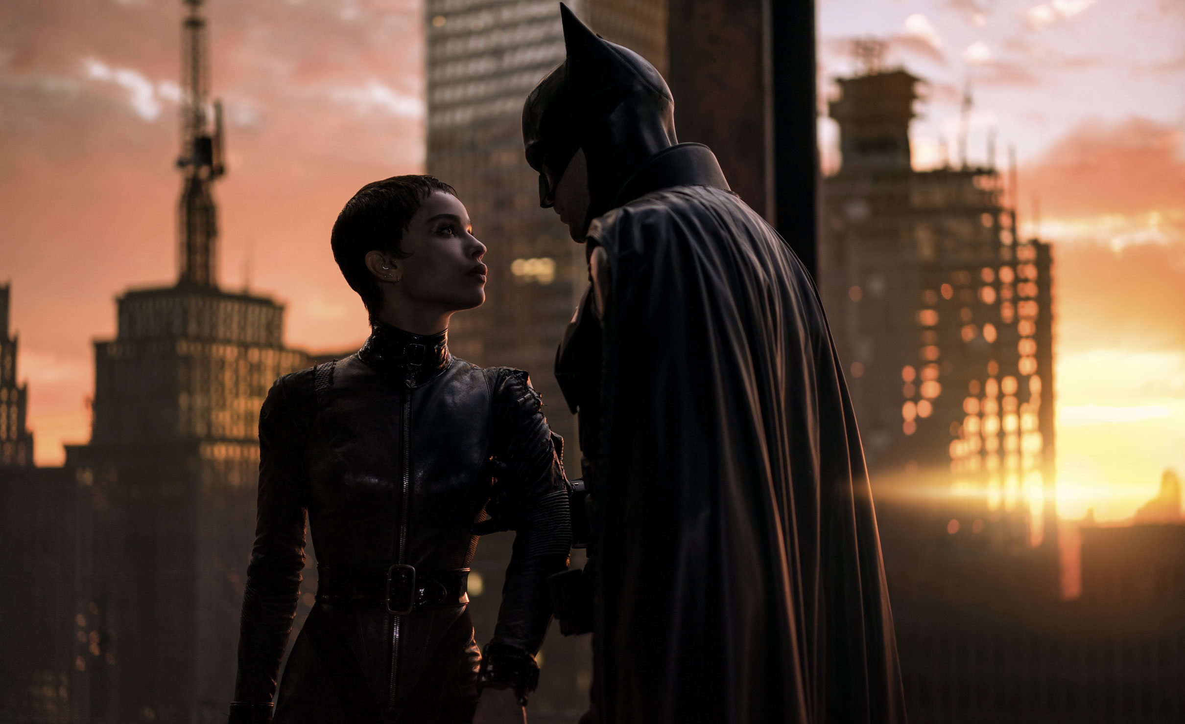 Lonely crusaders: Zoë Kravitz at Catwoman and Robert Pattinson as The Batman. Photo: Warner Bros 