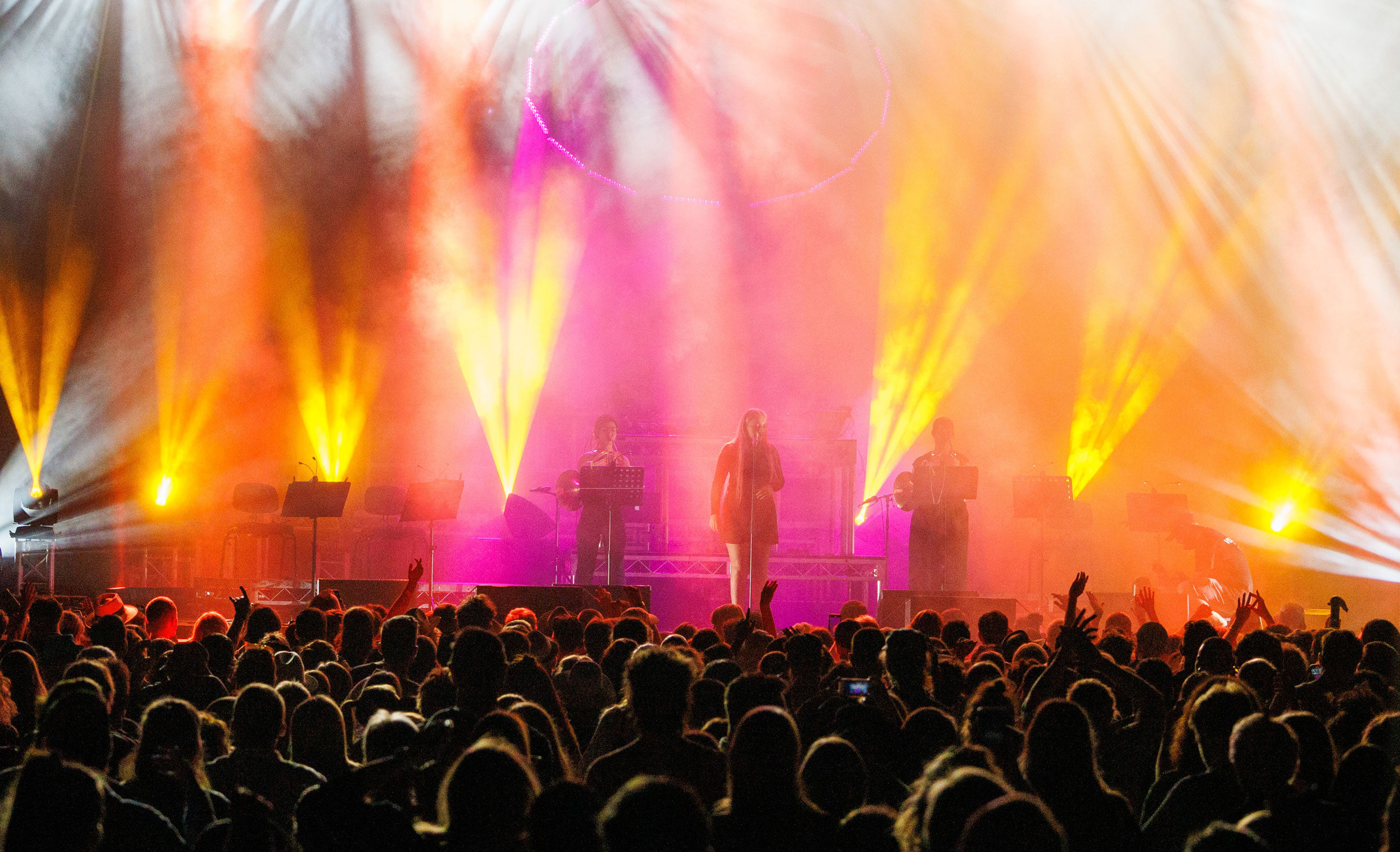 Adelaide producer Motez's new live show featured live singers and musicians and a dazzling light show. Photo: Tony Lewis
