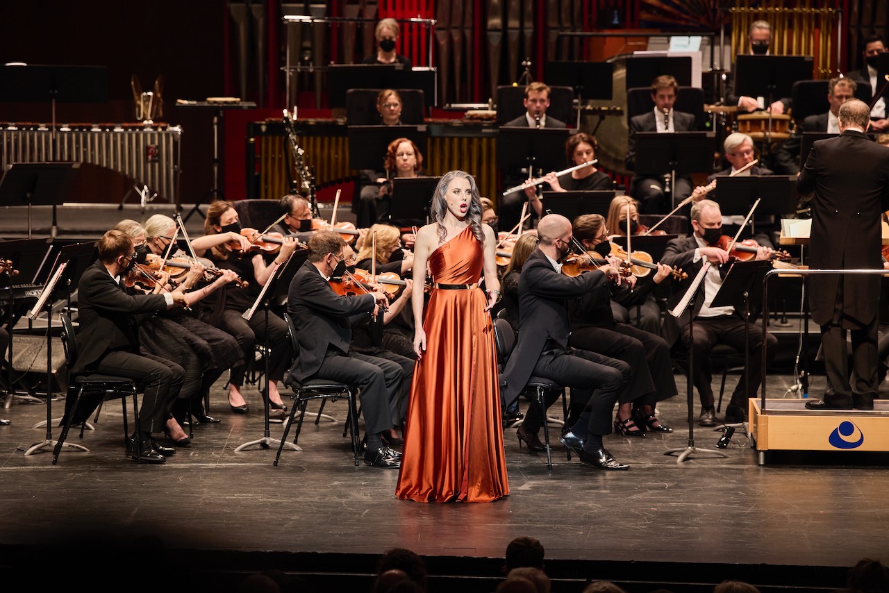 Desiree Frahn with the ASO at the 'Last Night of the Proms'. Photo: Claudio Raschella