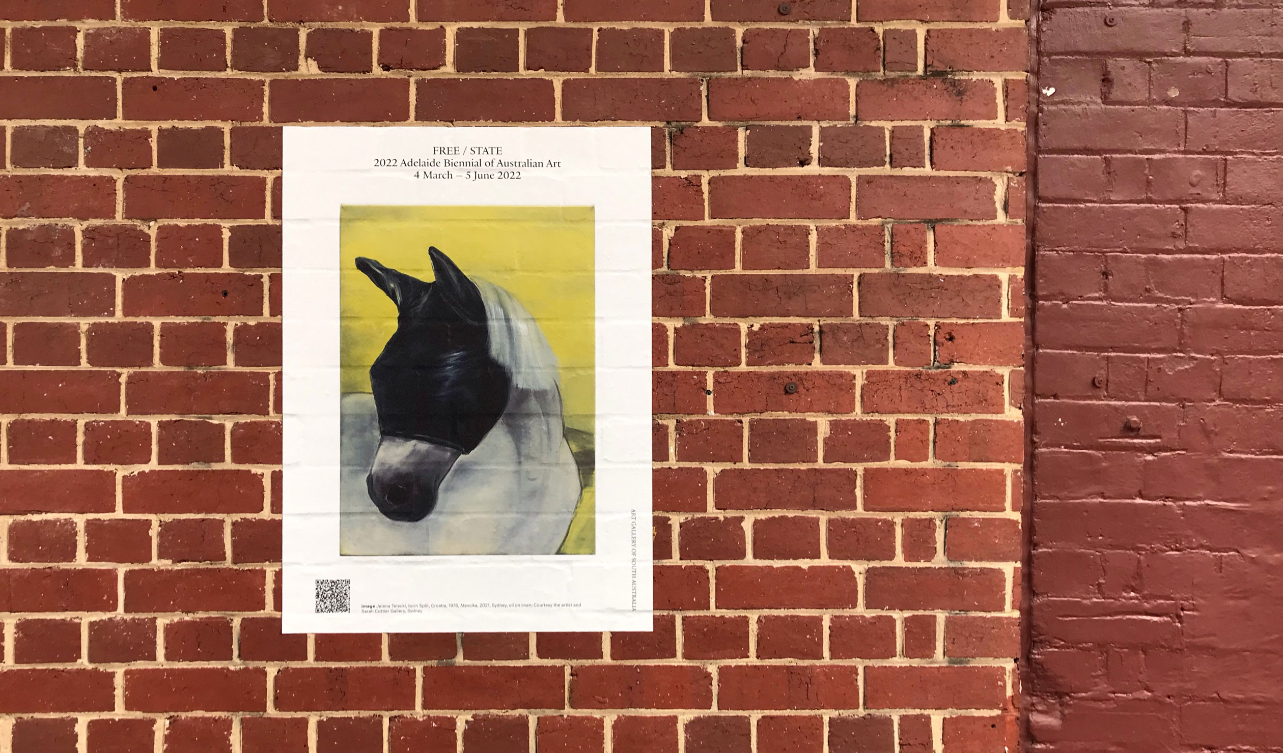 An image of a work by Biennial artist Jelena Telecki on the wall of Hidden Brew / Mr Goodbar in Ebenezer Place in the East End.