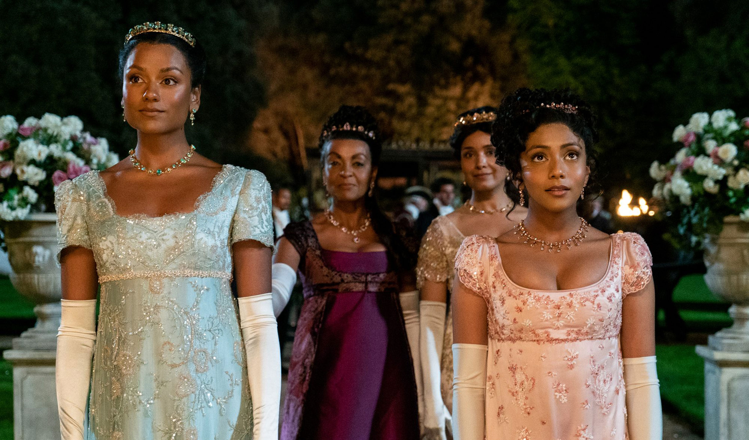 Season two of 'Bridgerton' focuses on a bevy of fresh characters, including Kate Sharma (Simone Ashley) and her sister  Edwina (Charithra Chandran). Photo: Netflix