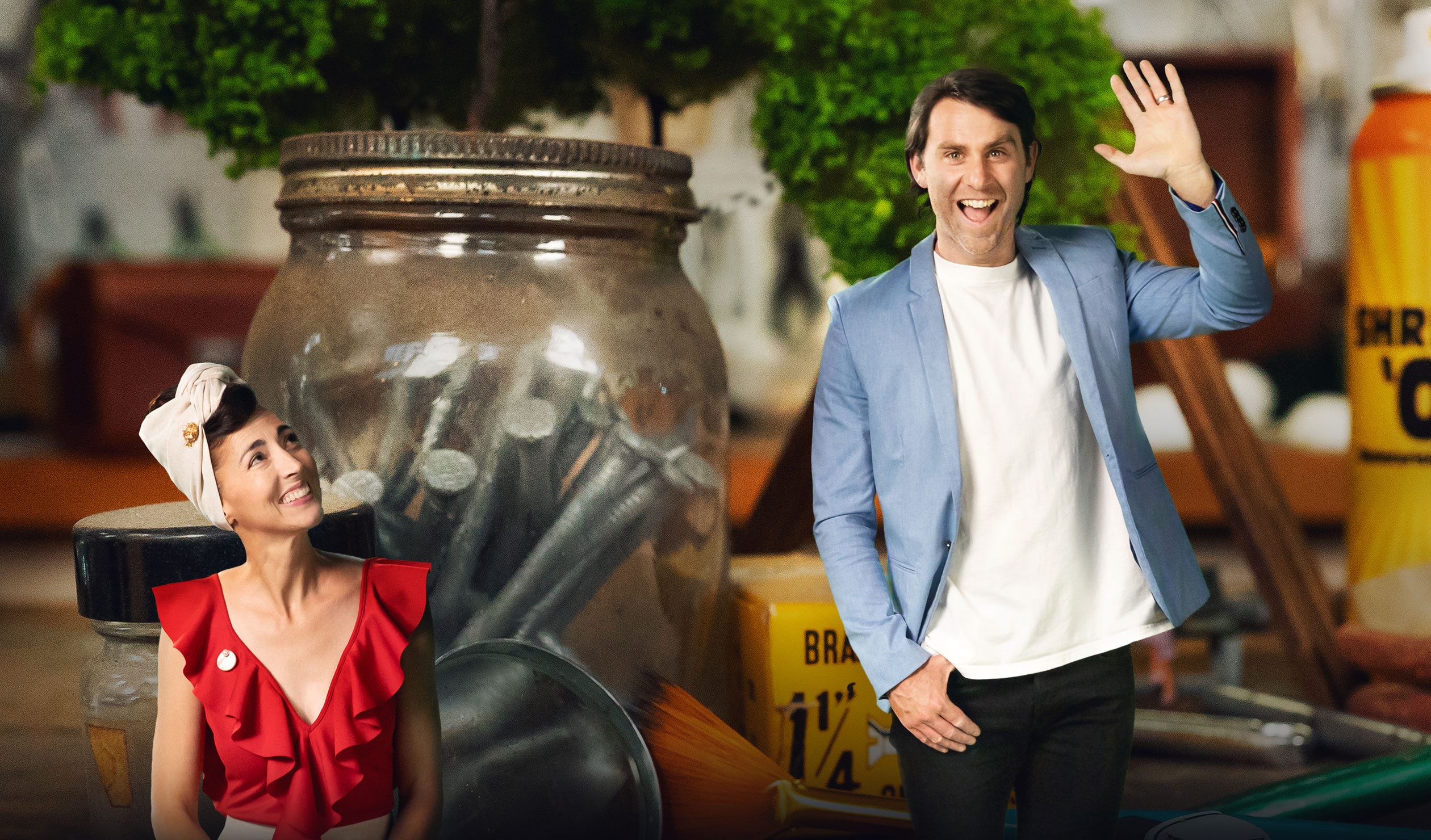JoAnne Bouzianis-Sellick and Jimmy Rees co-host the three-part television series 'Tiny Oz'. Photo: Northern Pictures / ABC TV
