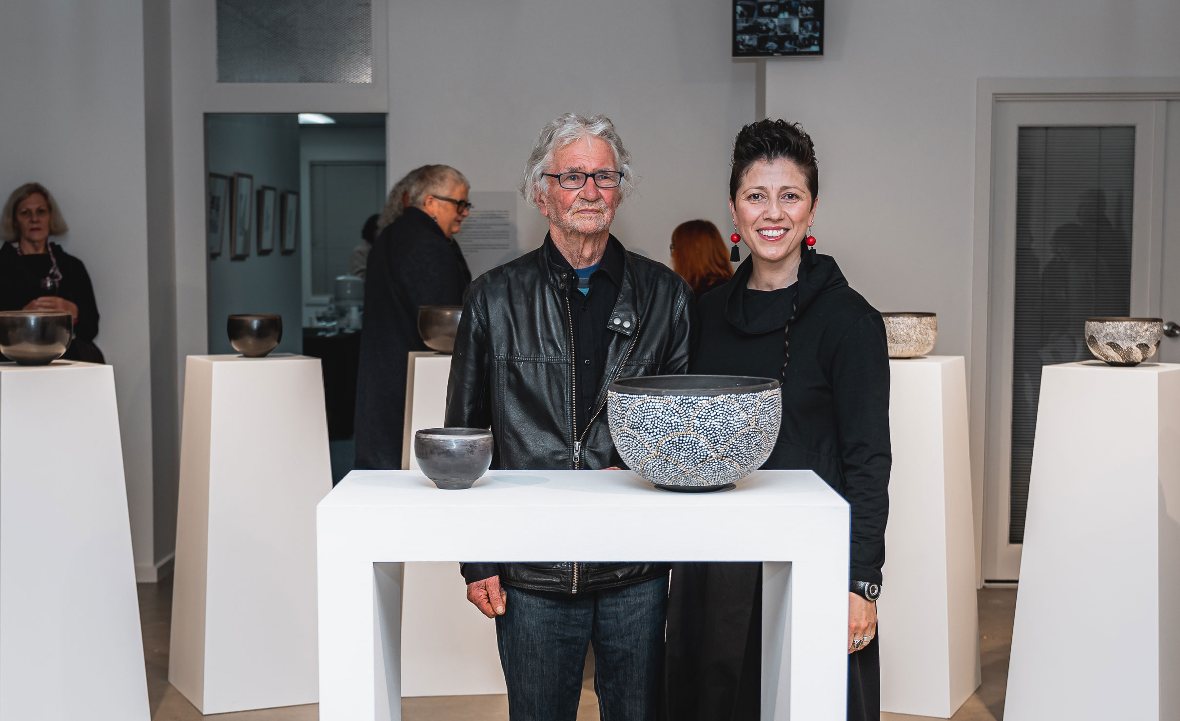 Petrus Spronk with The Main Gallery director Özlem Yeni at the opening of the 'Night and Day' exhibition. Photo: Zac Xiansze Loh