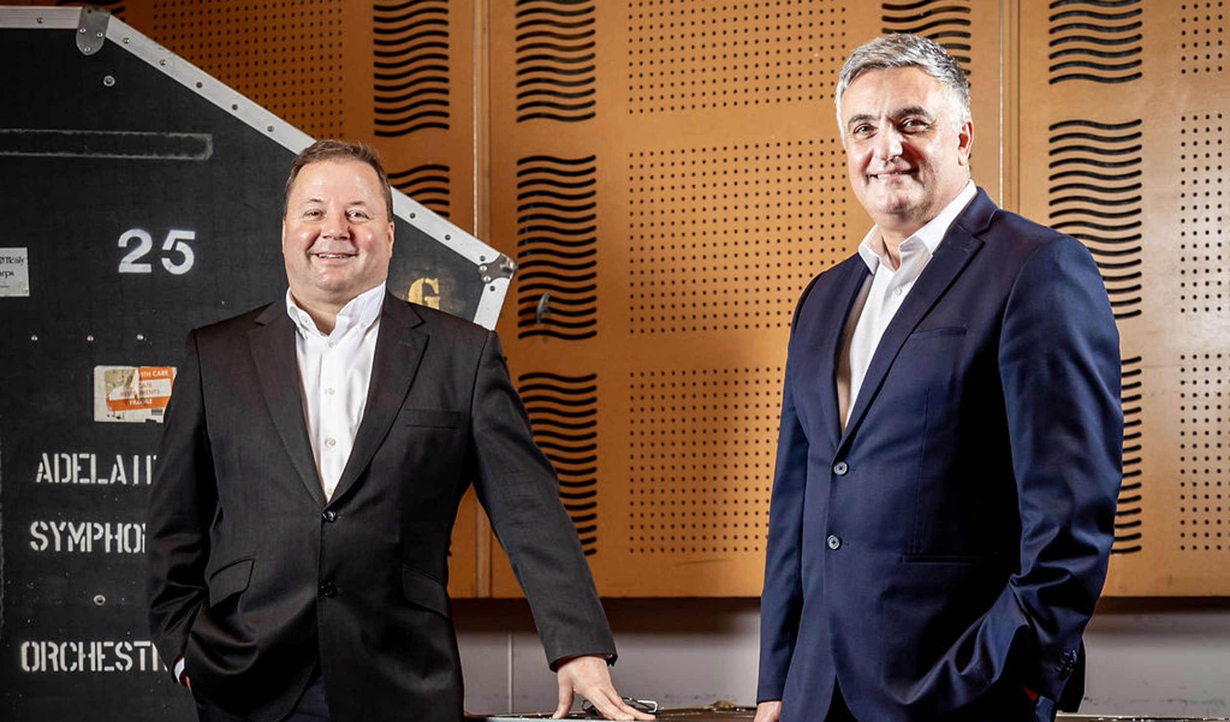 ASO chair Andrew Daniels with departing managing director Vincent Ciccarello.