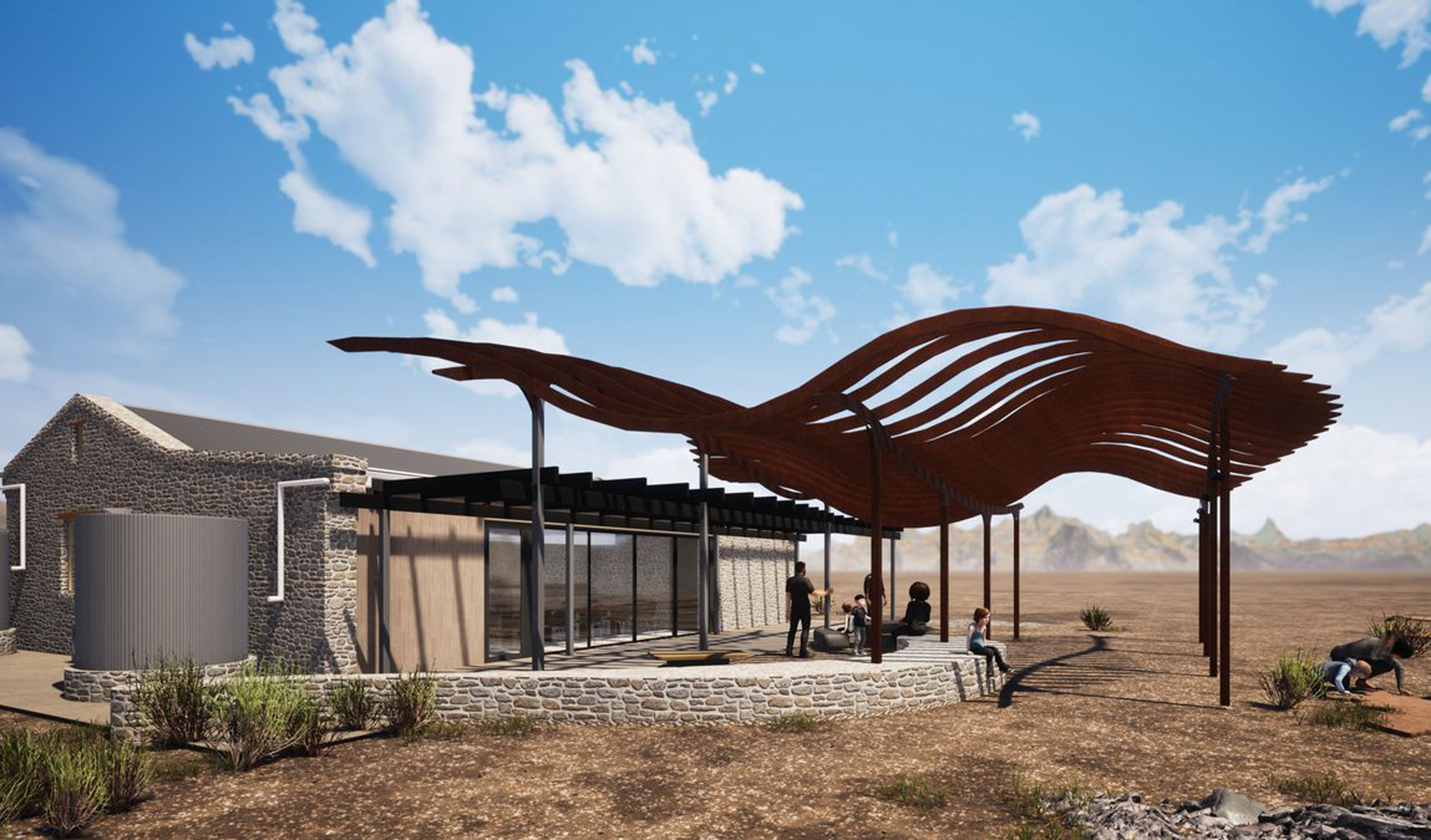 The Nilpena Ediacara National Park Visitors’ Centre makes use of Nilpena Station’s former Blacksmith’s Shop. Image: Department of Environment and Water