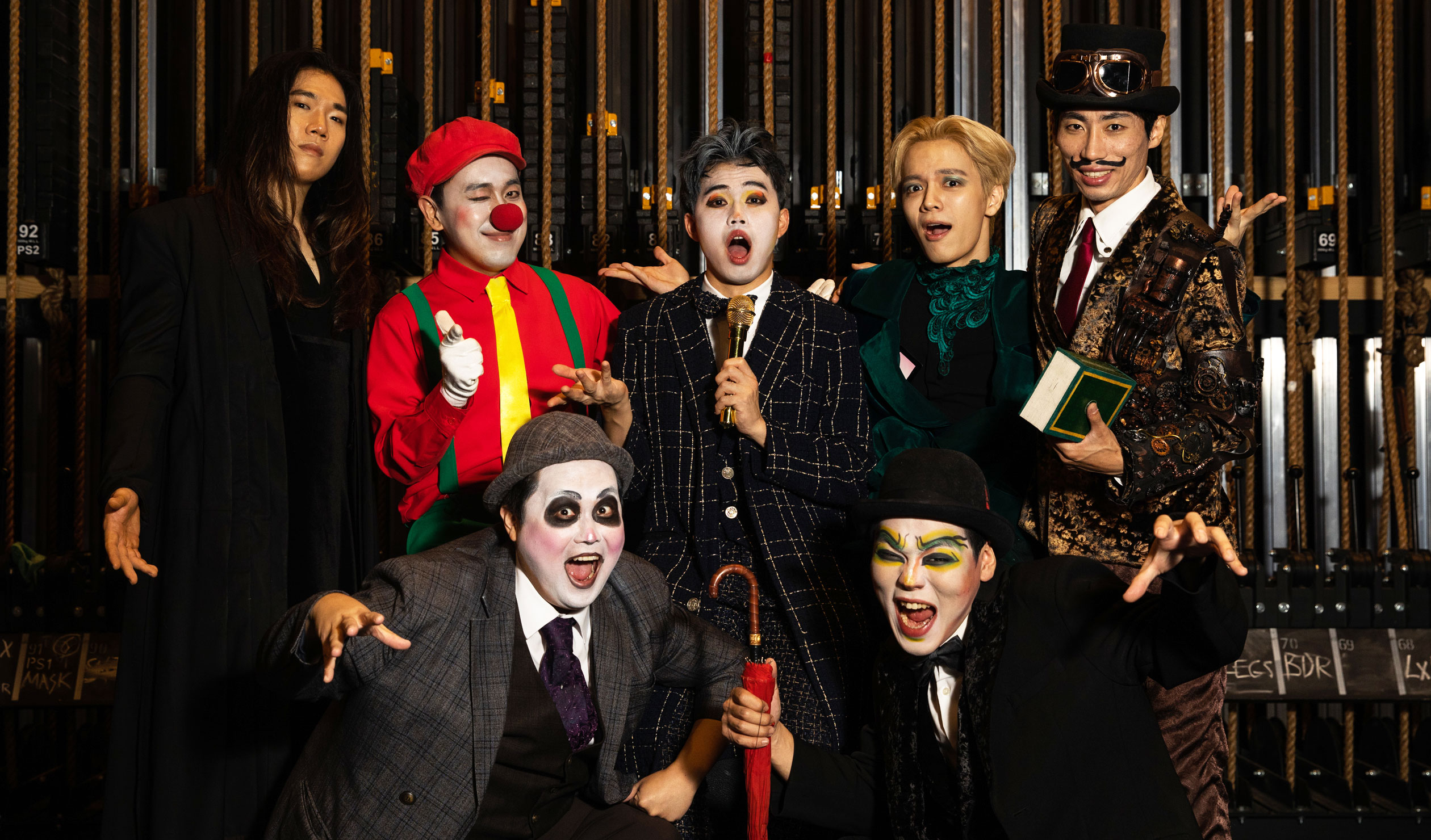 The cast of 'SNAP' are pictured backstage at Her Majesty's Theatre ahead of their performance of the family-friendly magic, mime and comedy show at OzAsia Festival. Photo: Simon Rogers