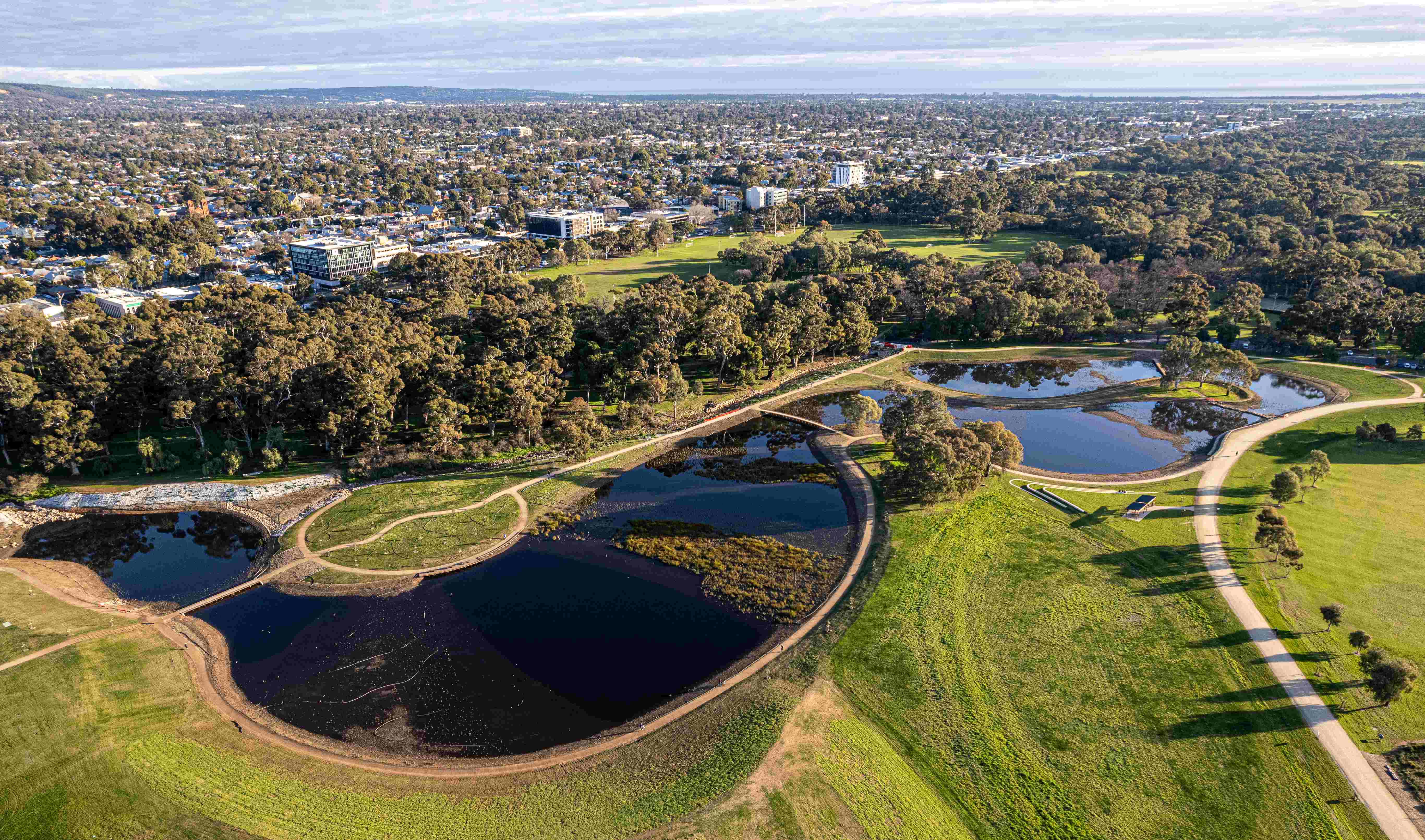 The Brown Hill Keswick Creek Stormwater Project in the Adelaide Park Lands. Photo: @adelaideaerial