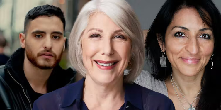 Pictured, left to right: Mohammed El-Kurd, Louise Adler and Susan Abulhawa.