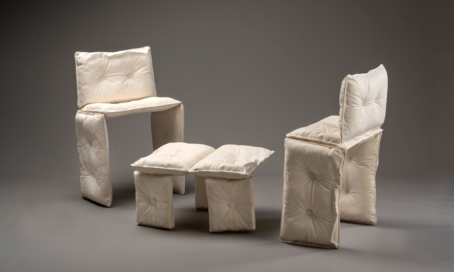 'Soft, Hard' - Lili Harrison’s tactile ceramic chairs are a highlight of the 2023 Helpmann Academy Graduate Exhibition. Photo: Michael Haines