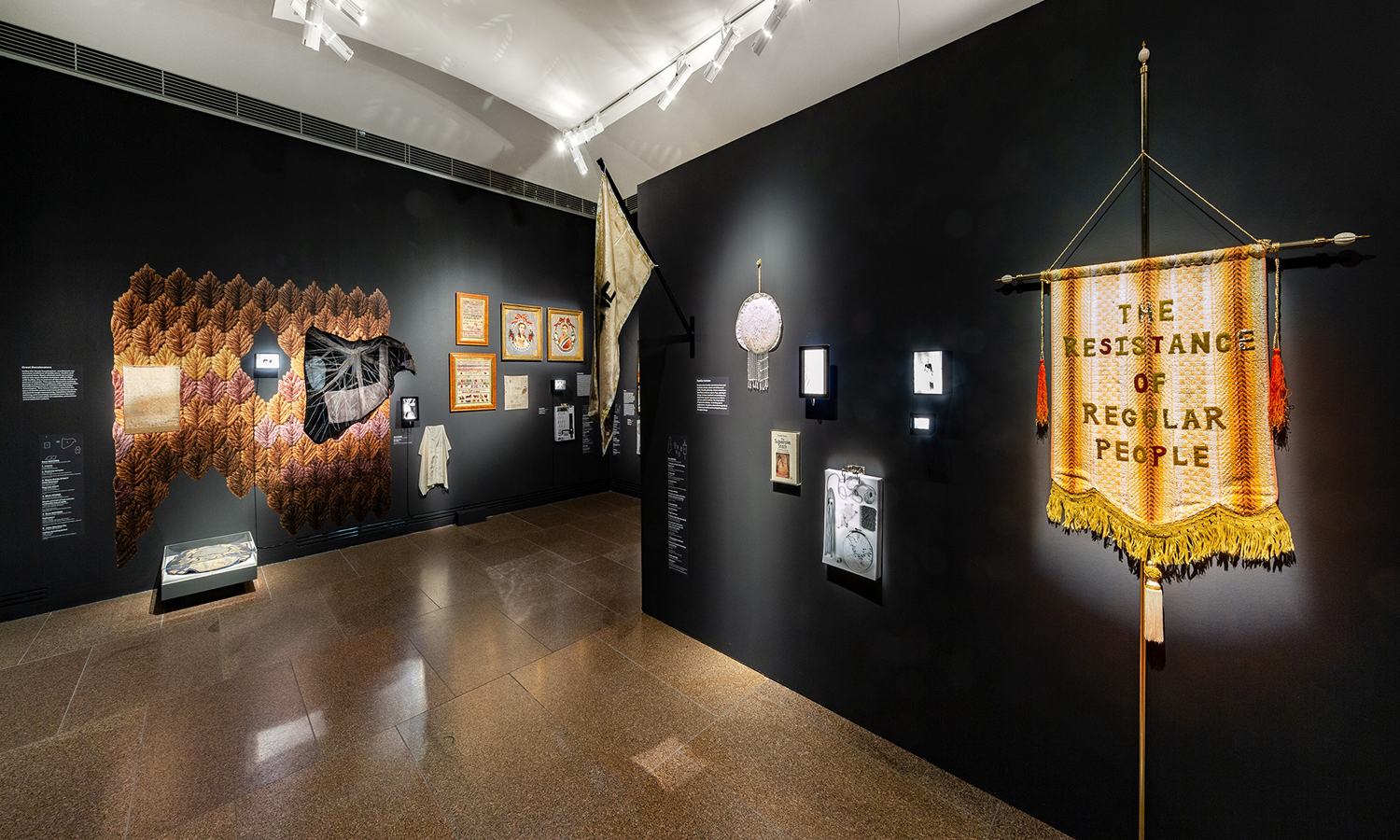 An installation view of former Guildhouse Fellow Sera Waters' 2022 exhibition 'Future Traditions' at the Art Gallery of South Australia. Photo: Saul Steed / supplied