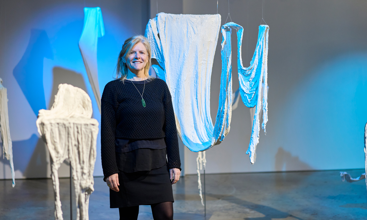 Gail Hocking with her installation 'At the edge of memory', in her SALA exhibition 'Between Us' at Praxis Artspace. Photo: Sam Roberts / supplied
