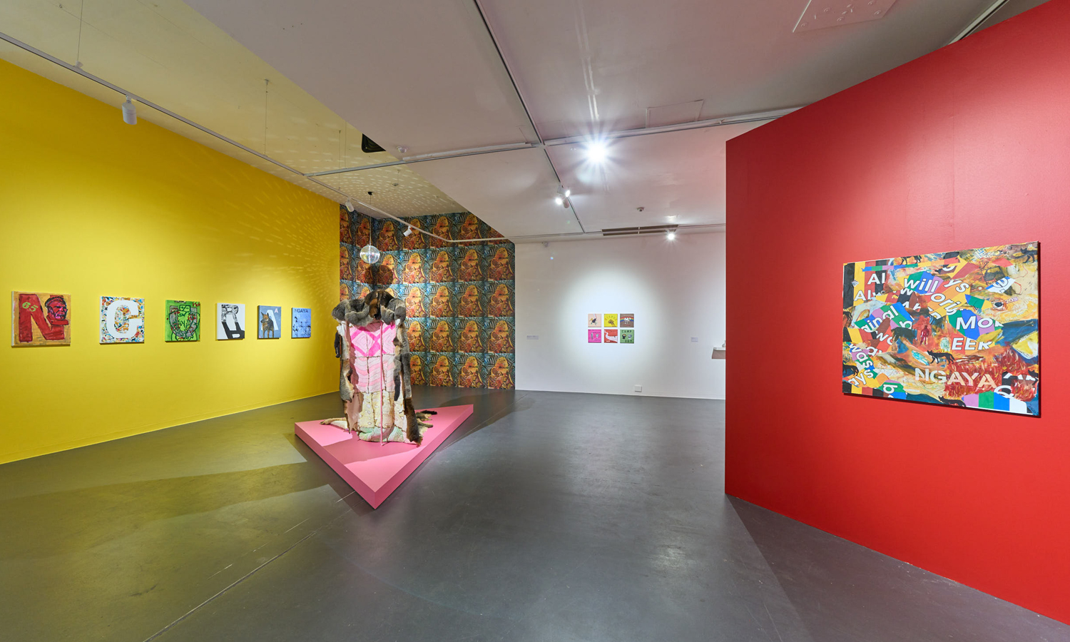 An installation view of Peter Waples-Crowe’s work in 'PRIDE' at Adelaide Contemporary Experimental. Photo: Sam Roberts / supplied