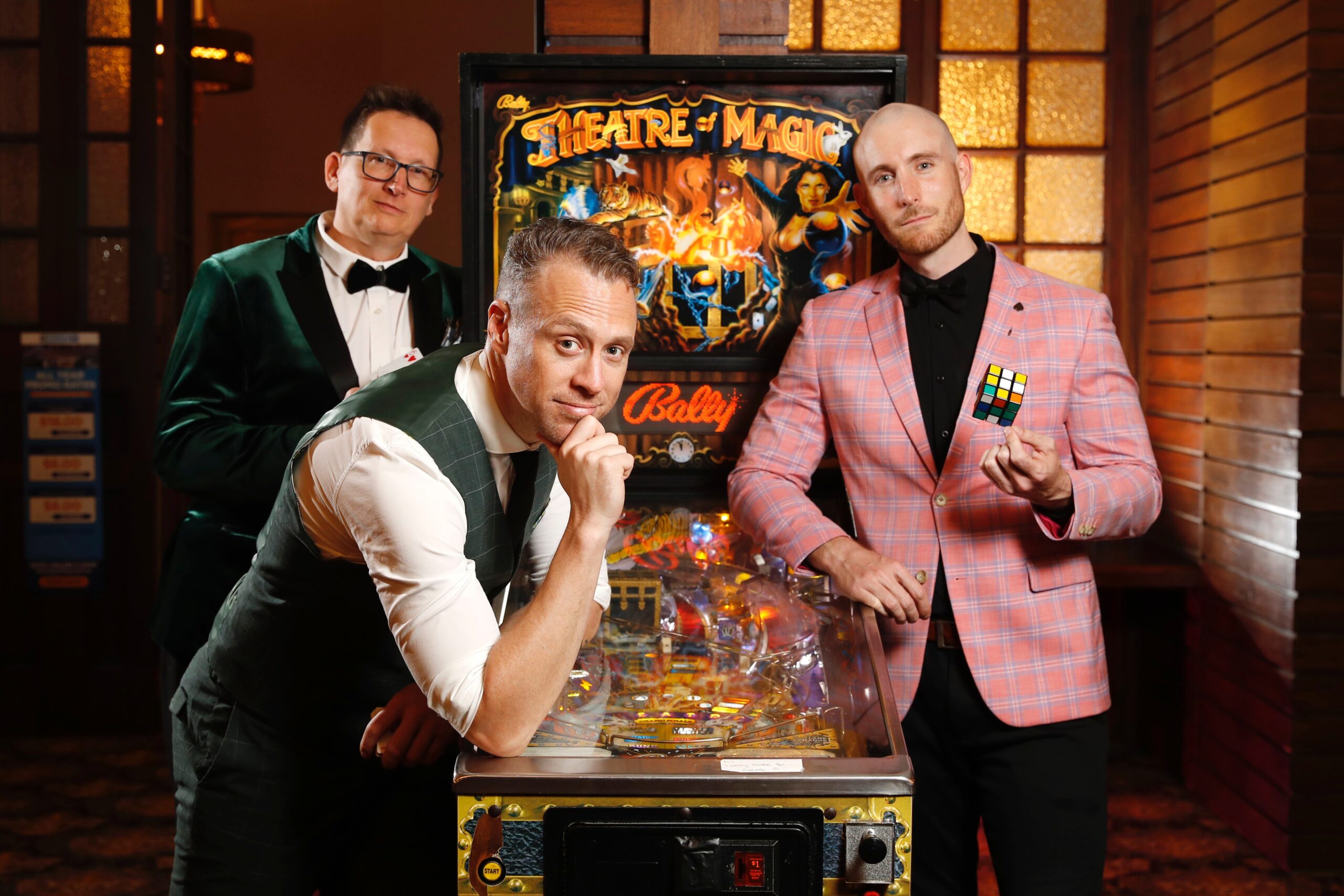 Kerry "Nigel" Domann, Christopher Wayne and Josh Norbido are your magician hosts at Theatre of Magic in Brisbane