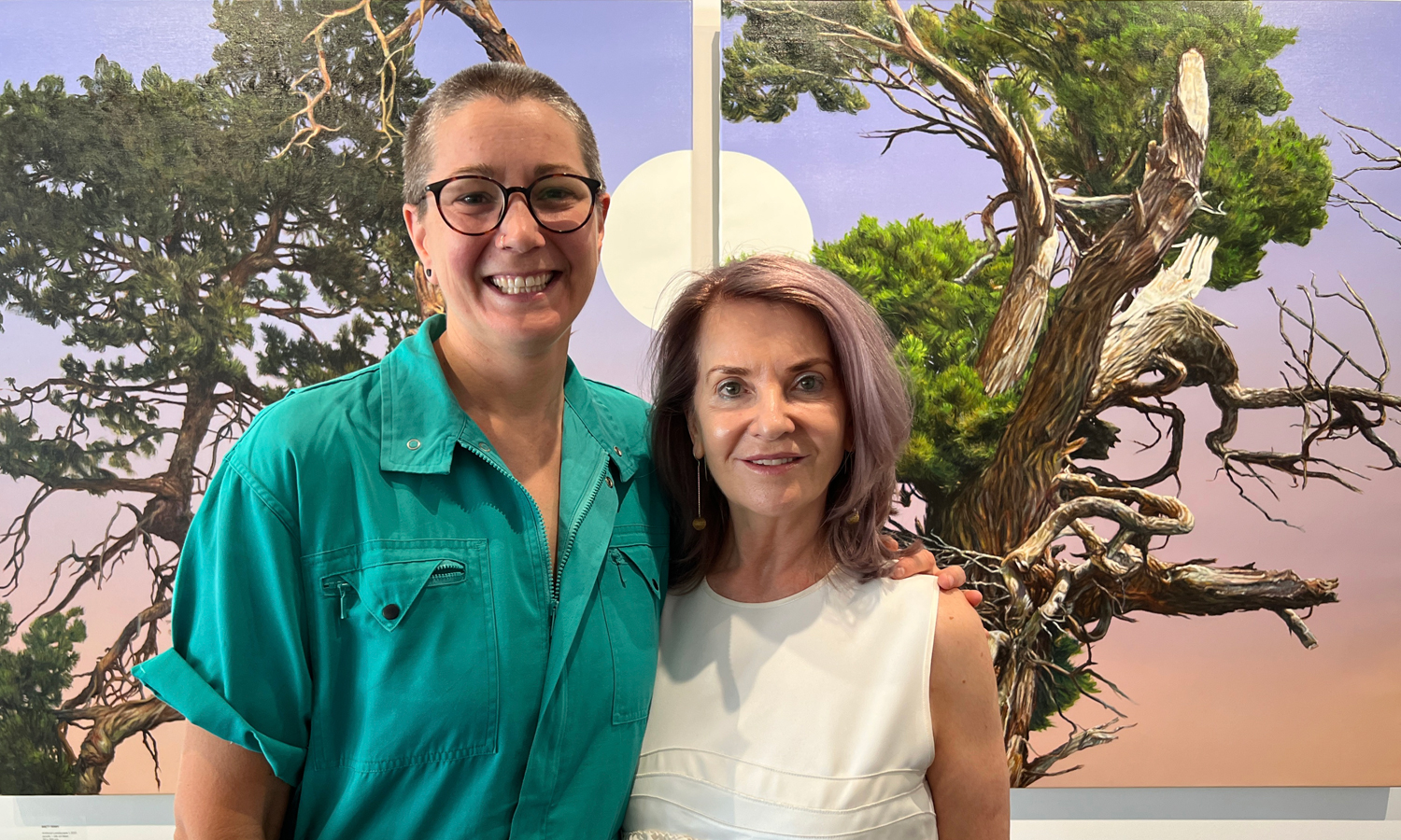 Artist and arts worker Oakey with Margo Hill-Smith at Mezzanine 55 – the pair worked together on a pop-up exhibition presented at the Kent Town space. Photo: supplied