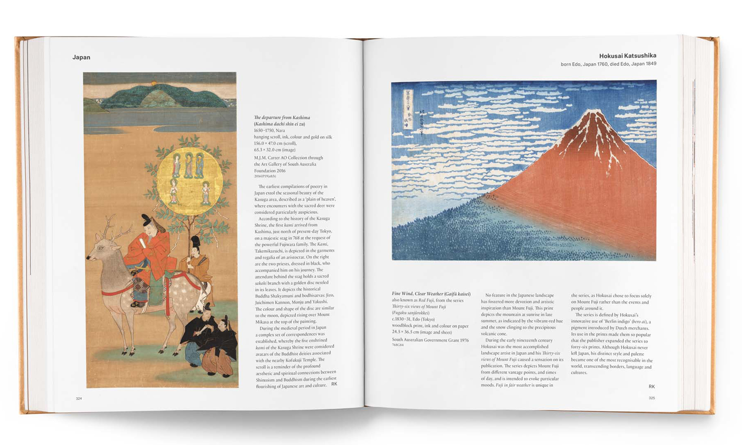 A spread in the 'AGSA 500' book showing works by two Japanese artists. Photo: Steward Adams / supplied