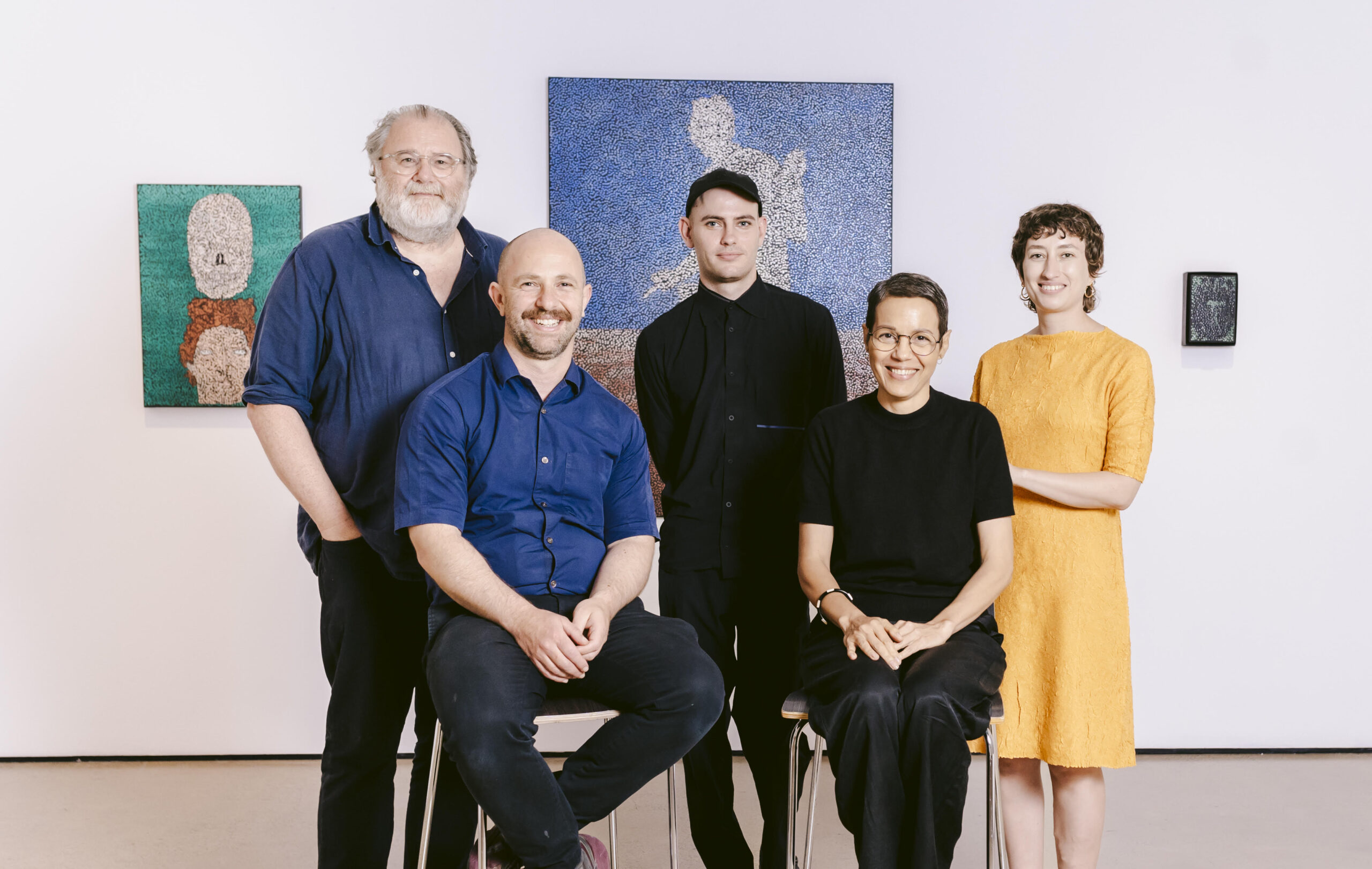 The Institute of Modern Art's director Robert Leonard (far left) with members of his curatorial team - Spiros Panigirakis, Callum McGrath, Shannon Brett and Stephanie Berlangieri. Photo: Meg Keene