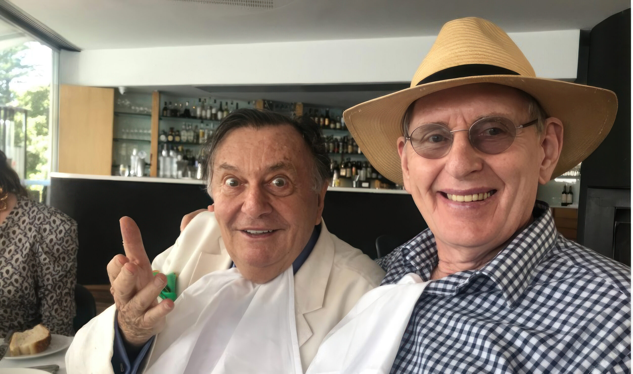 Barry Humphries and Ross Fitzgerald lunching in Sydney - a photo from The Many Lives of Barry Humphries by Rowan Dean