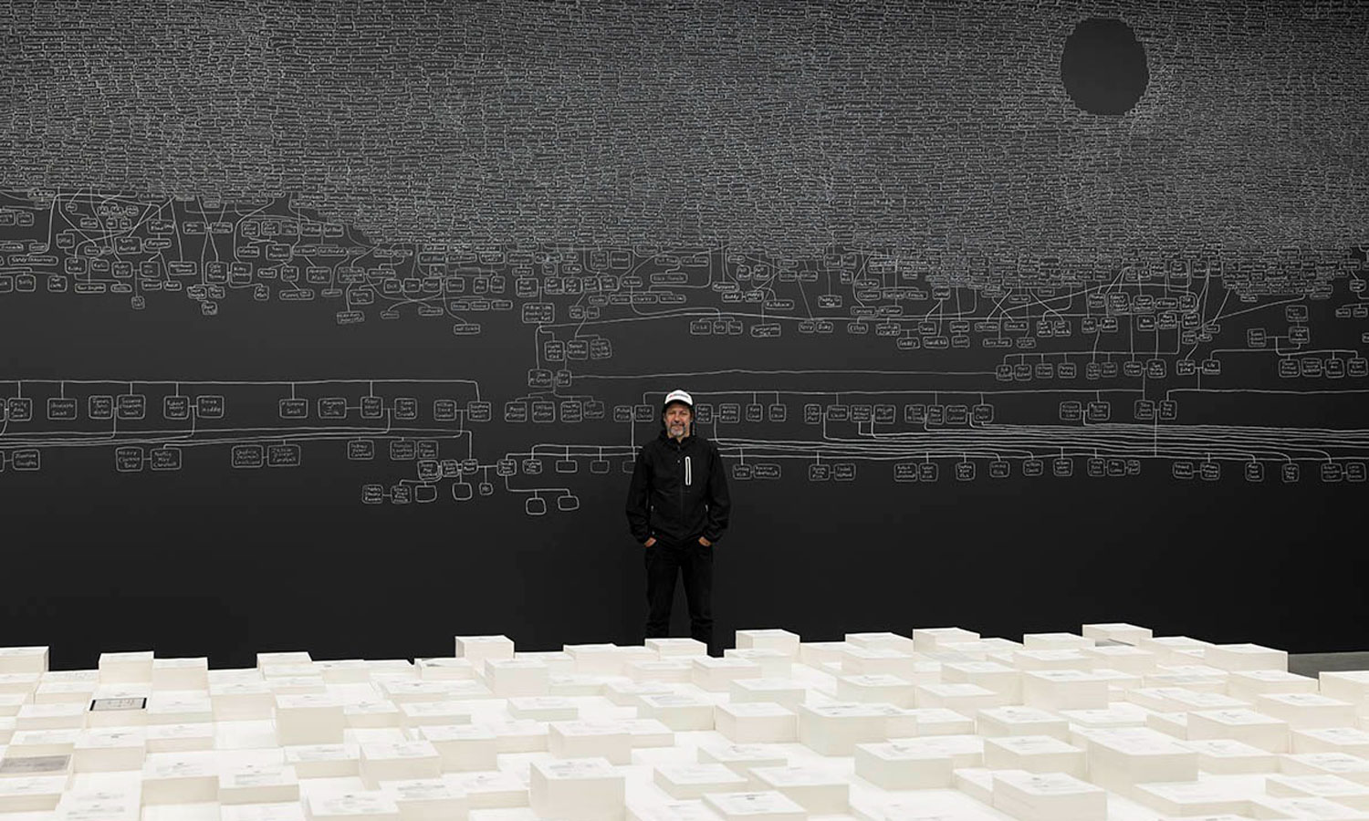 Archie Moore in 'kith and kin' 2024, Australia Pavilion at Venice Biennale 2024. Photo: Andrea Rossetti. © the artist. Image courtesy of the artist and The Commercial.