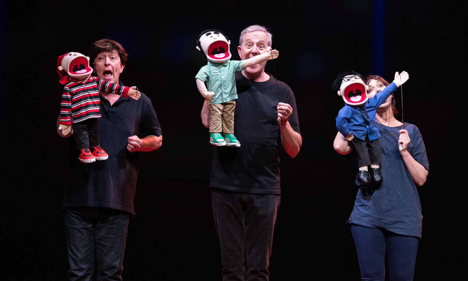 An 'Avenue Q+A' sketch scene from The Wharf Revue's 'Pride in Prejudice'. Photo: Vishal Pandey / supplied