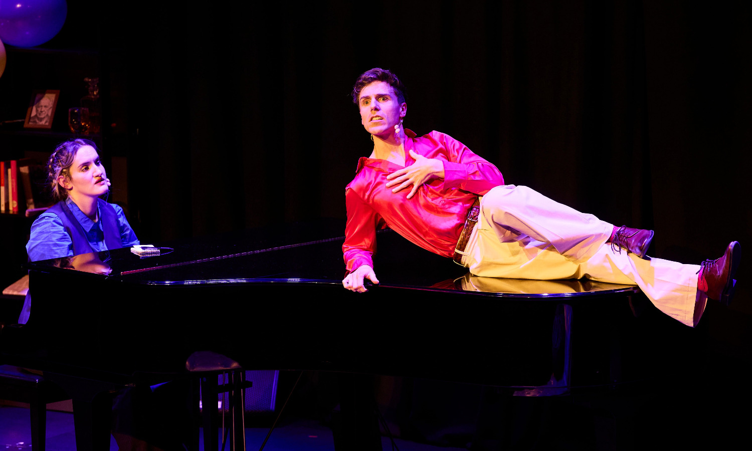 Gabi Bolt and Matthew Predny at the piano that is central to the action. Supplied image by Claudio Raschella