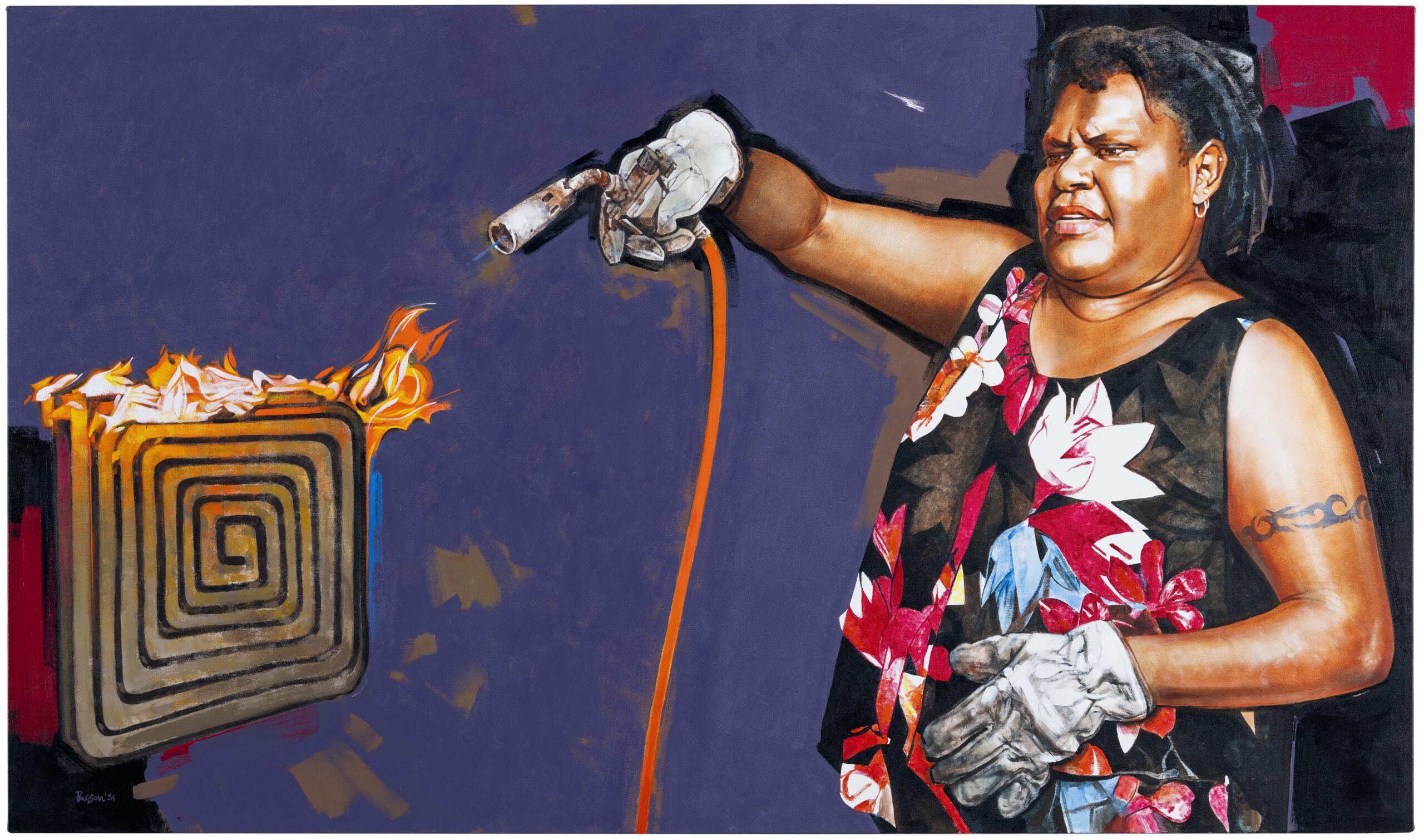 David Paulson's fabulous portrait of fellow artist Rosella Namok, called Burning in the Colour, is one of the finalists for this year's Brisbane Portrait Prize.
