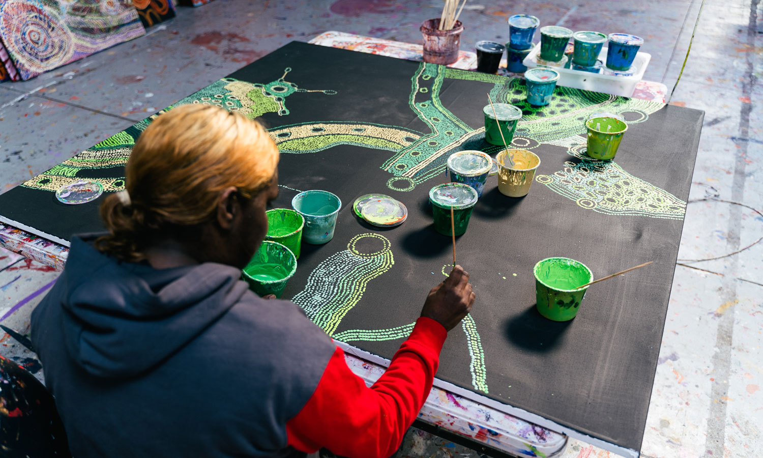 Casseyanne Woods is one of the emerging artists showing their work in the APY Gallery's 'Generation Flex' exhibition during the 2024 SALA Festival. Photo: Andy Francis / supplied