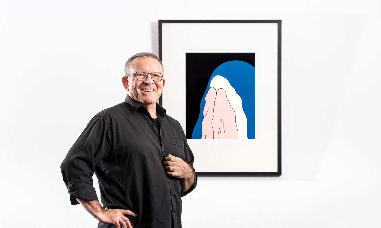 Brent Harris with his work 'Sad Magdalene' in the 'Surrender and Catch' exhibition at the Art Gallery of South Australia. Photo: Saul Steed / supplied