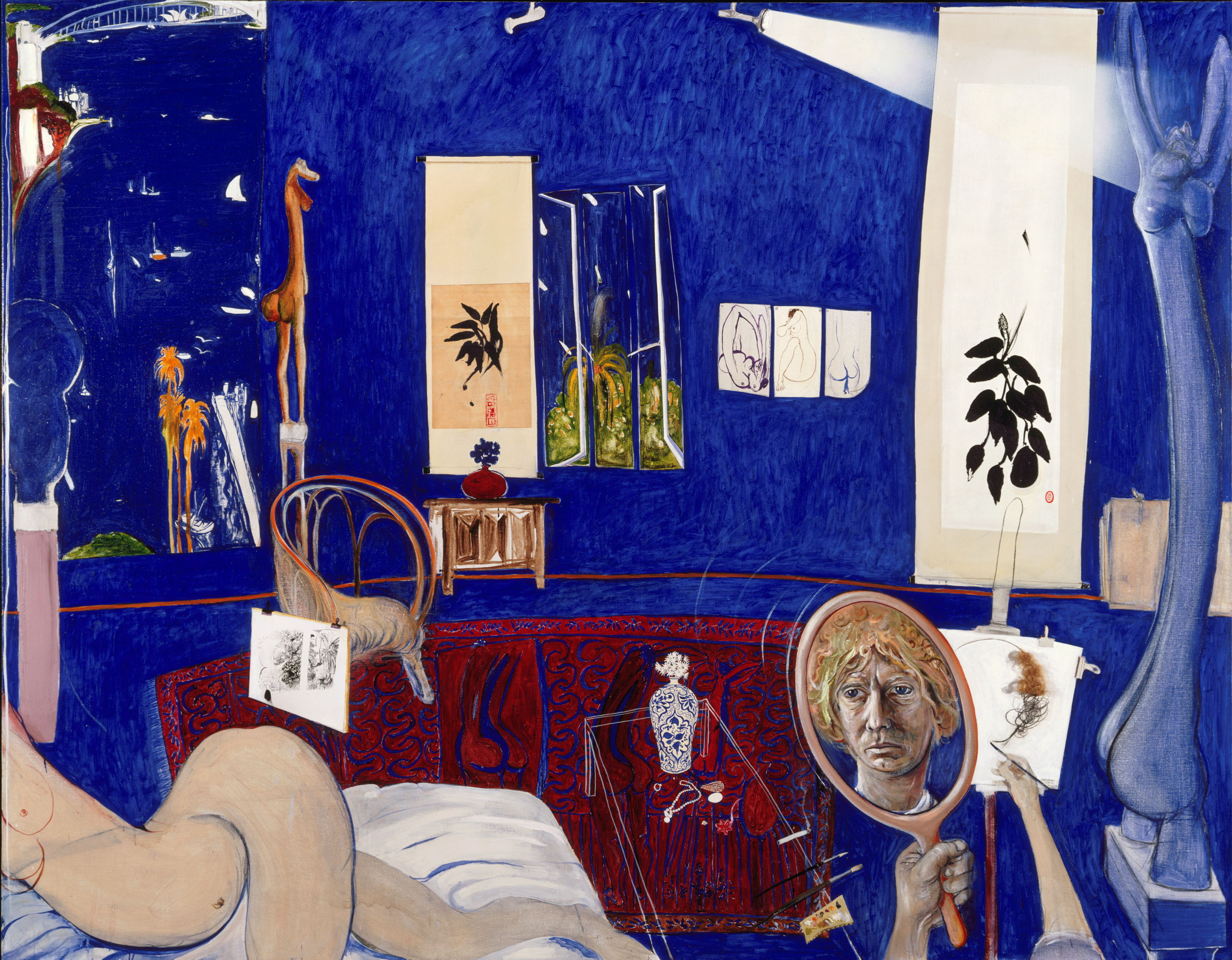 Brett Whiteley's 1976 Archibald Prize-winning painting called Self portrait in the studio 1976, is now on show at Logan Art Gallery. © Wendy Whiteley/Copyright Agency Image © Art Gallery of New South Wales