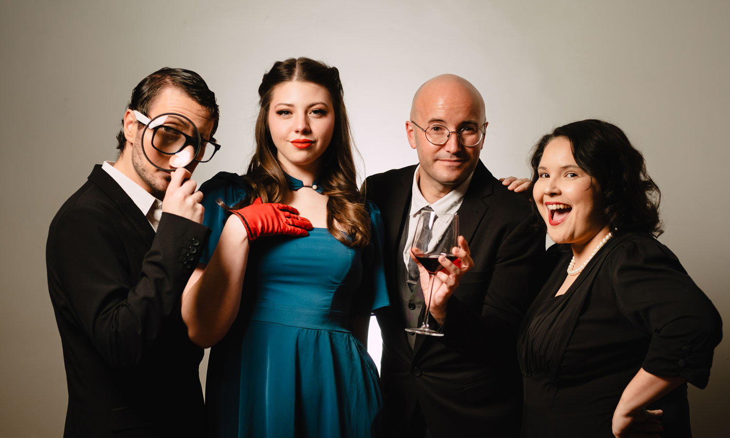 'Great Detectives' cast members Benjamin Maio Mackay, Tate Simpson, Eden Trebilco and Jennifer Barry. Photo: Kyahm Ross / supplied 