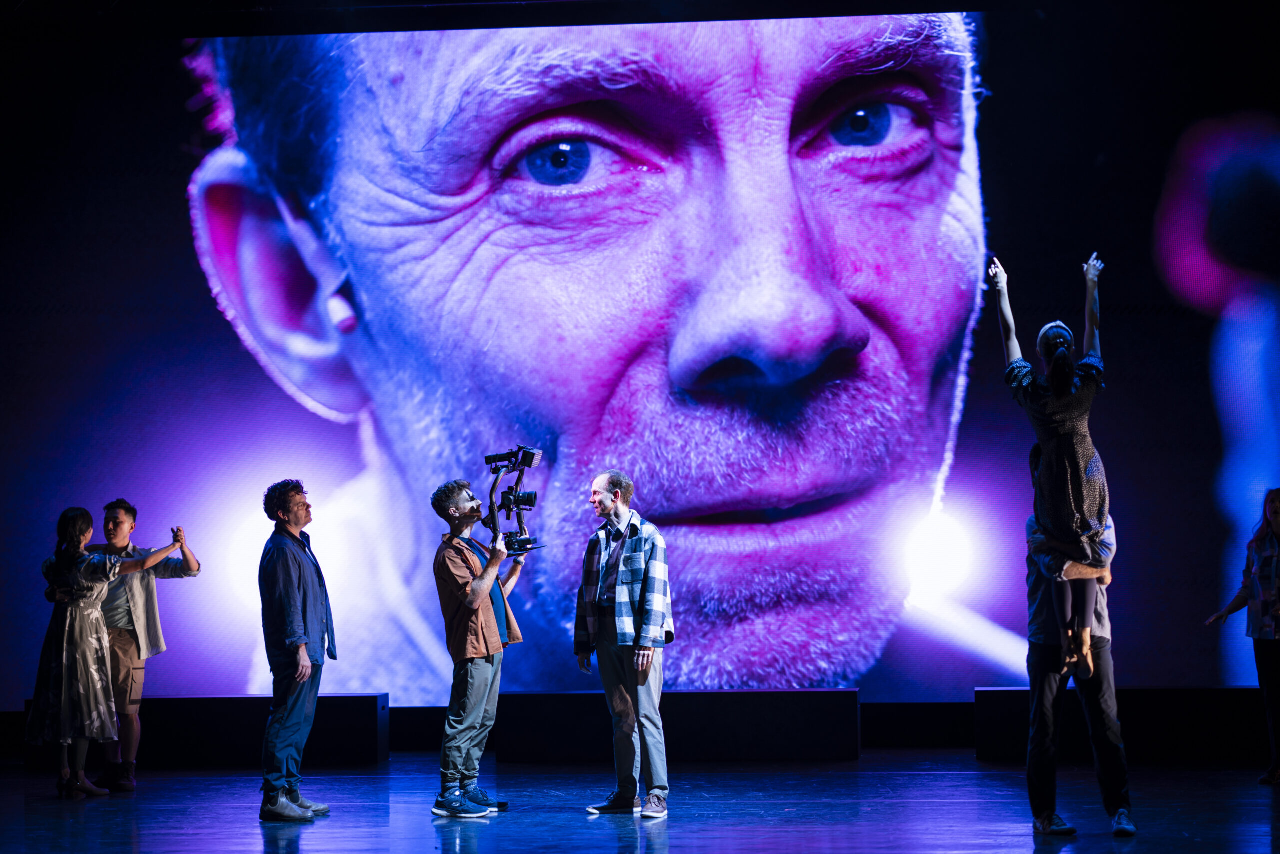 Close up and personal - Bryan Probets on stage and the big screen in Trent Dalton's Love Stories. Photo: Craig Wilkinson